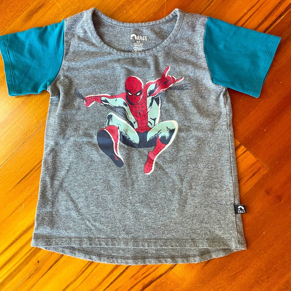 RAGS to Raches Kids Spider-Man Gray and Blue T-Shirt